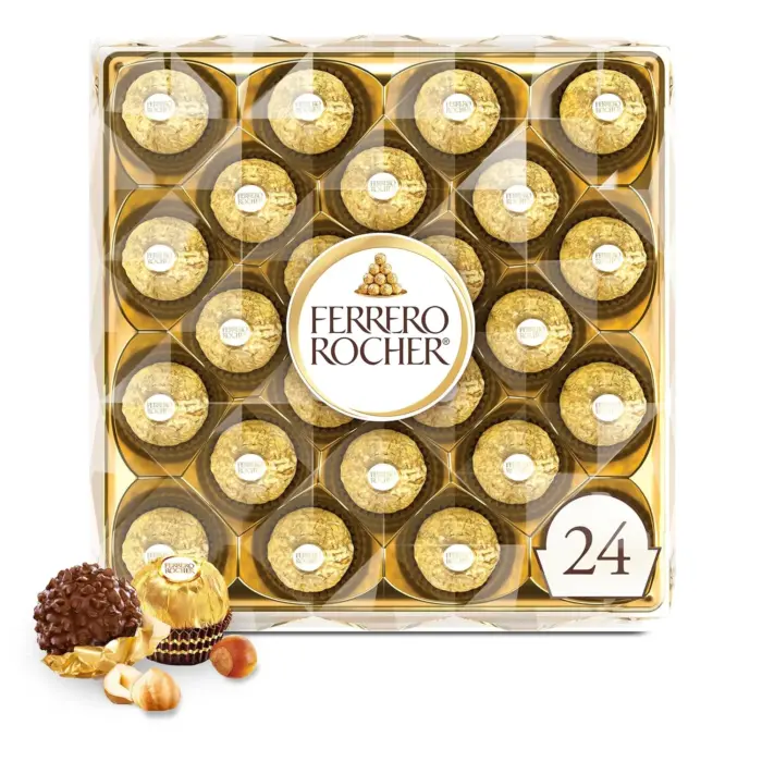Ferrero Rocher 24-Piece Chocolate Gift Box | Premium Milk Chocolate Hazelnut Delight | Perfect Gift for Special Moments
