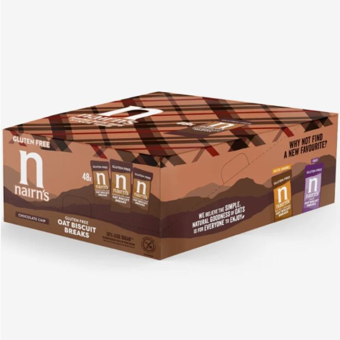 【Flash Sale】Nairns Gluten Free - Chocolate Chip Biscuits Individually Wrapped - Box of 48 (3 Biscuits Per Pack)