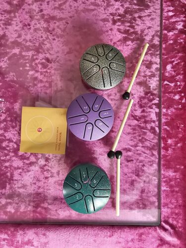 Ethereal Drum, A 3-inch 6-tones Steel Tongue Drum, Is Compact And Portable, Allowing People To Relieve Stress, Heal And Meditate. It Comes With Drumsticks And Music Notes. Eid Al-Adha Mubarak photo review