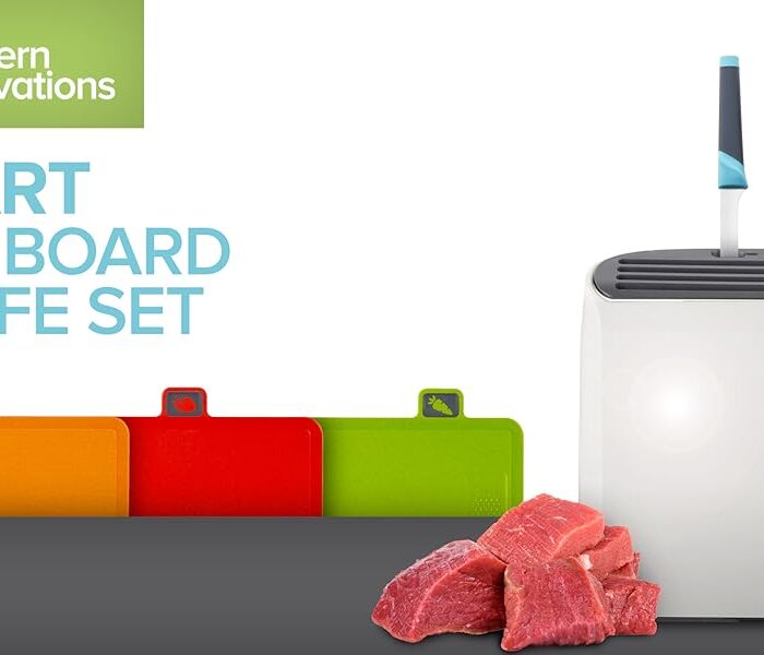【New User Only】Modern Innovations Smart Cutting Boards and Knife Set. Self Cleaning Cutting Board & Knives Holder. Color Coded Cutting Board Set With Knives. All-In-One Cleaning Knife and Cutting Board Set