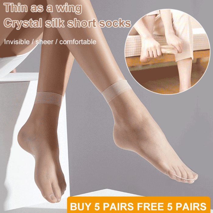Women’s sheer crystal silk socks