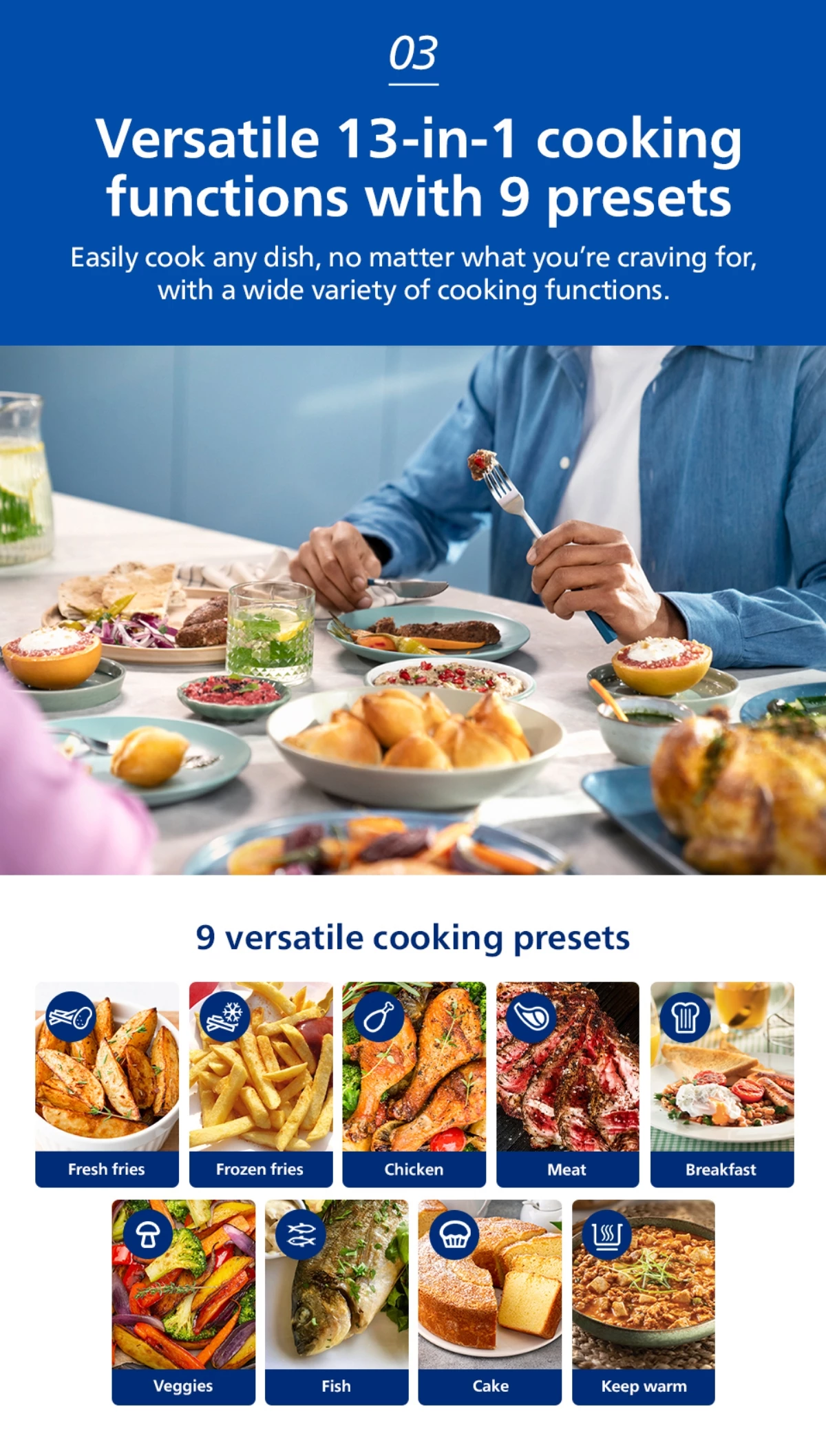 Philips NA221/09 | 13-in-1 Airfryer | 4.2L | Fry, Grill, Bake...++ | See-Thru Window | Up to 90% Less Fat | Touch Screen