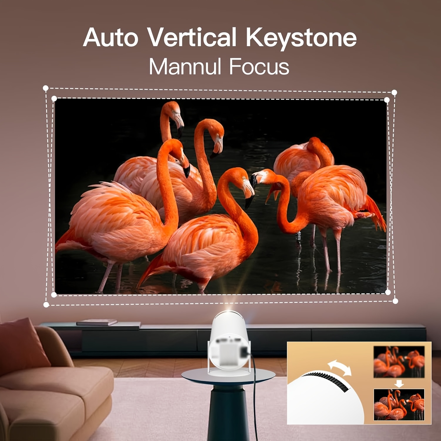 Smart HY300pro 4K Projector with Android 11 TV, WiFi 6 Wireless 5.0, Auto Vertical Correction, 180 Rotatable Short Throw, Portable Movie Projector for Home Theater, Gaming & Smartphone Compatibility