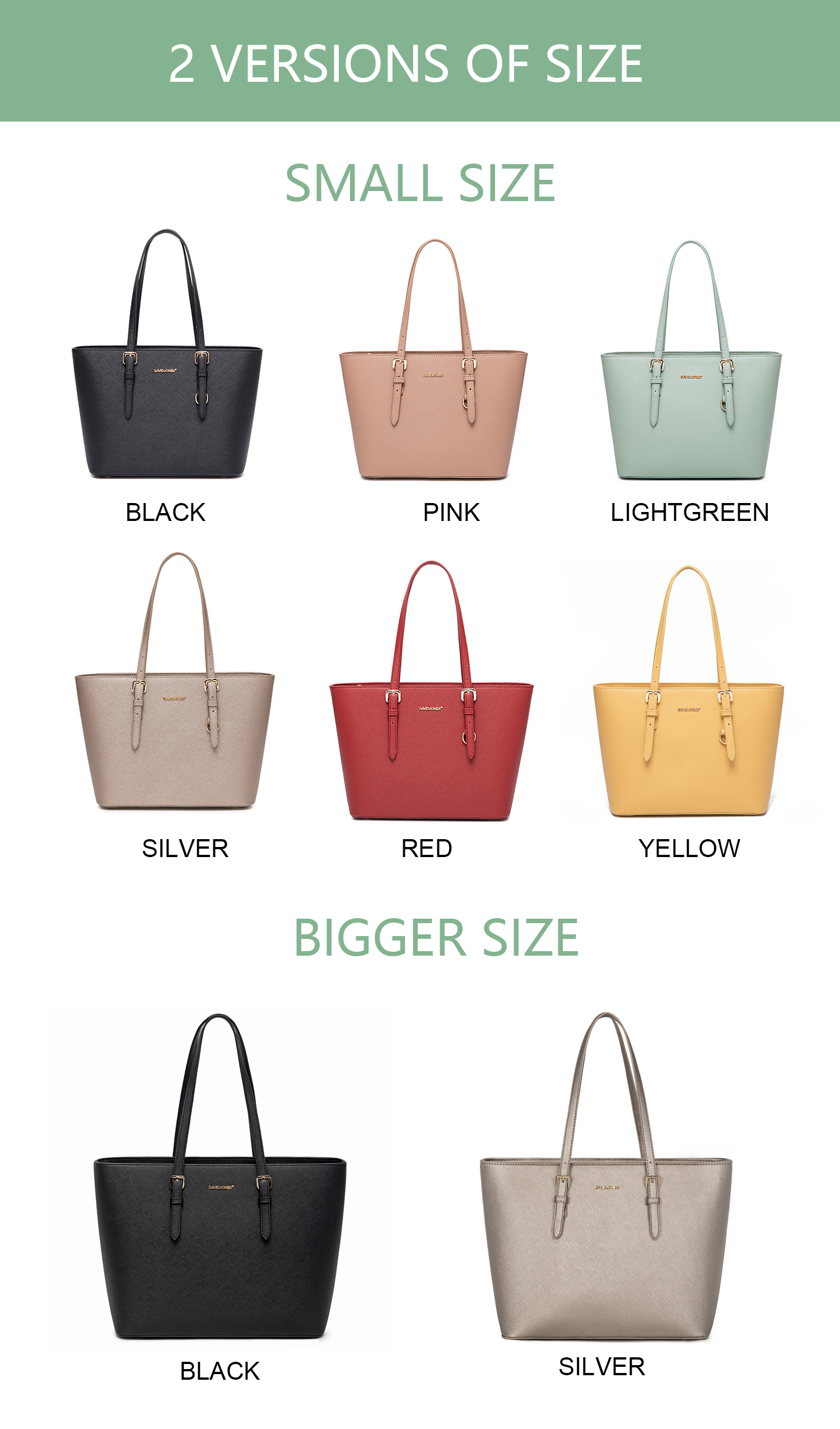 DavidJones Women's Medium PU Leather Tote Bag