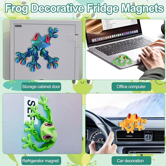 🐸✨2025 Trending 3D Magnetic Frog Figurine with Movable Joints. Fun Decorative Fridge Magnet. Perfect for Cabinet.