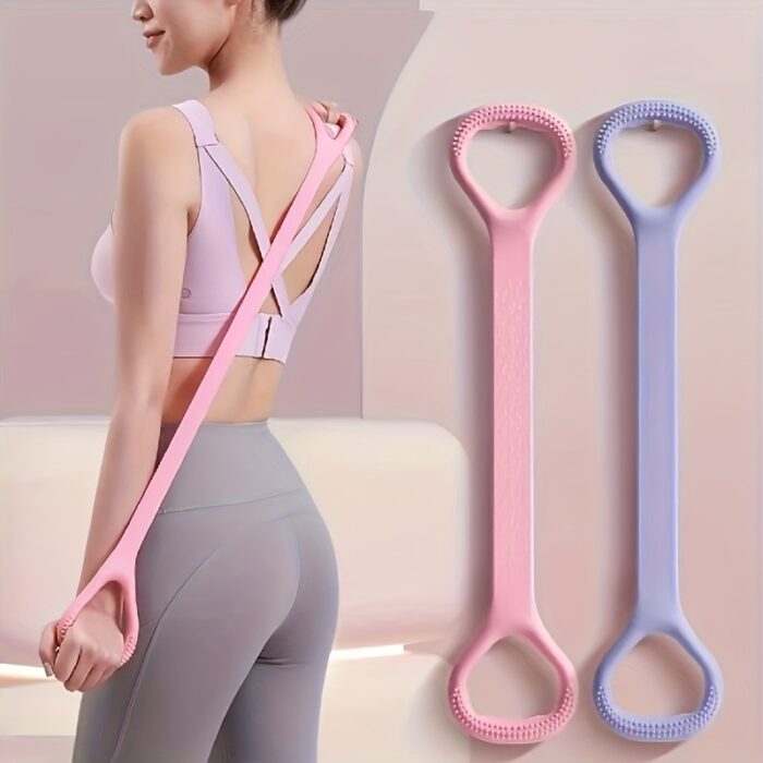 1pc ProFlex 8-Shaped Silicone Yoga Resistance Band - Universal Elastic Fitness Stretching Rope for Back, Waist, Arm Exercise - Ideal for Home, Gym, Outdoor Workouts